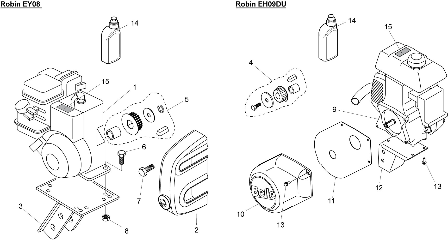 Altrad Belle :: Belle Spare Parts : Minimix 150 - Robin Engines
